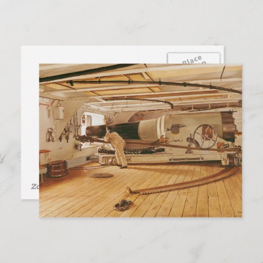 Zevenentwintig pond kanon op een slagschip briefkaart (Voorkant / Achterkant)