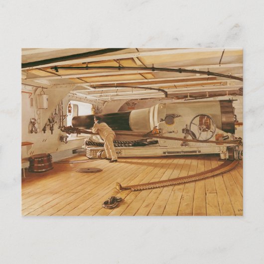 Zevenentwintig pond kanon op een slagschip briefkaart (Voorkant)