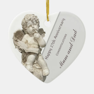 Zevenentwintigste trouwdag, beeld Hart Keramisch Ornament
