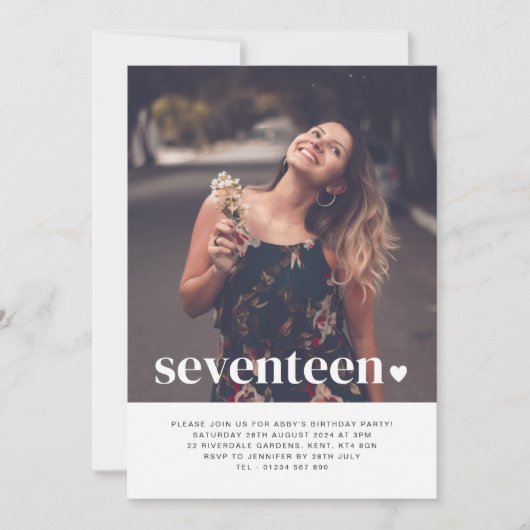 Zeventien heart Fotodag Uitnodiging (Voorkant)
