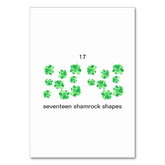 Zeventien shamrock vormen aangepaste nummer flashc kaart (Achterkant)