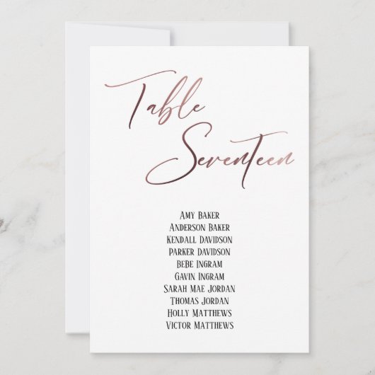 Zeventien Zitentenkaart Rosegold Handschriftafel (Voorkant)
