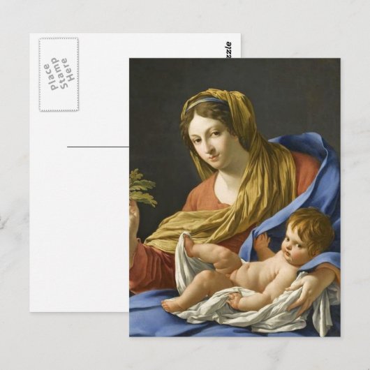 Zeventiende eeuw Franse Madonna en kind Briefkaart (Voorkant / Achterkant)