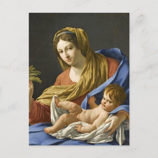 Zeventiende eeuw Franse Madonna en kind Briefkaart (Voorkant)