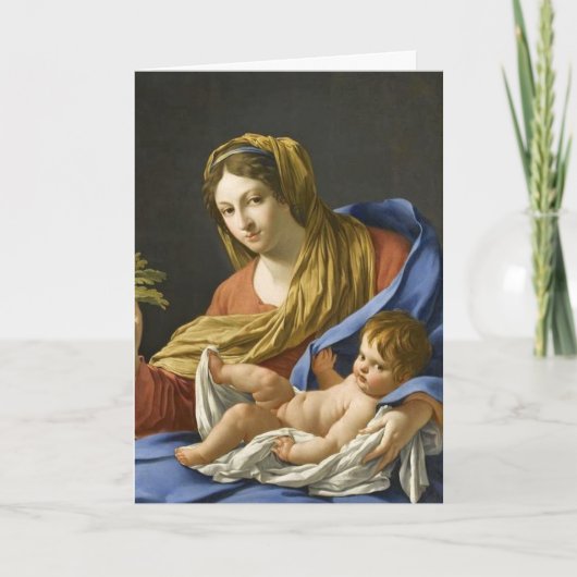 Zeventiende eeuw Franse Madonna en kind Feestdagen Kaart (Voorkant)