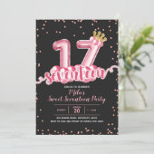 Zeventiende verjaardag van de roze en zwarte Kroon Kaart (Staand voorkant)