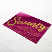 Zeventig 70e verjaardag gouden rode roze was folie uitnodiging (Gedraaid)