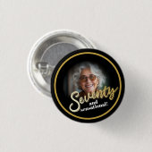 Zeventig 70ste verjaardag foto script goud zwart ronde button 3,2 cm (Voorkant /achterkant)