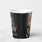 Zeventig 70ste verjaardag foto script zwart zilver papieren bekers (Rechts)