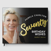 Zeventig 70ste verjaardag foto's zwart goud gasten gastenboek (Voorkant)