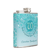 Zeventig & Blauwgroen Blauw Glitter & Drink Quote Heupfles (Rechts)