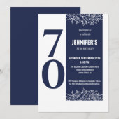 zeventig bloemige elegante 70ste verjaardagsfeest kaart (Voorkant / Achterkant)