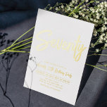 Zeventig | Chic Folie Script 70ste Verjaardagsfees Folie Uitnodiging<br><div class="desc">Vier je speciale dag met deze stijlvolle 70ste verjaardag folie uitnodiging. Dit ontwerp bevat een chic script lettertype "Zeventig" met een schone lay-out. Je kunt echte folie stempelkleur kiezen (Goud,  Zilver,  Roségoud). Meer ontwerpen en feestartikelen zijn beschikbaar in mijn winkel BaraBomDesign.</div>