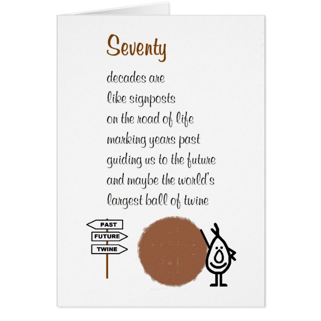 Zeventig - een grappig zeventigste tweedaags gedic (Voorkant)