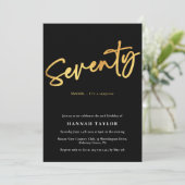 Zeventig Eenvoudige Elegante Zwart Goud 70e Verjaa Kaart (Staand voorkant)