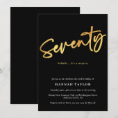 Zeventig Eenvoudige Elegante Zwart Goud 70e Verjaa Kaart (Voorkant / Achterkant)