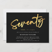 Zeventig Elegant Modern Zwart Goud 70e Verjaardag Kaart (Voorkant)