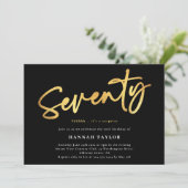 Zeventig Elegant Modern Zwart Goud 70e Verjaardag Kaart (Staand voorkant)