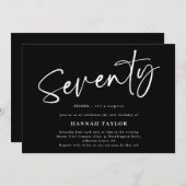 Zeventig Elegant Zwart Wit 70e Verjaardag Kaart (Voorkant / Achterkant)