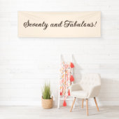 Zeventig en Fabulous Ivory Elegant Script Verjaard Spandoek (Insitu)