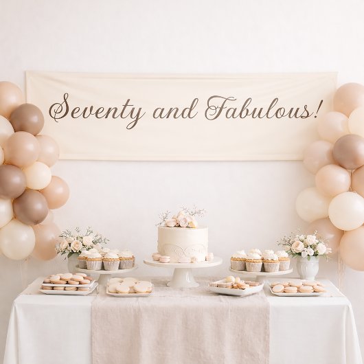 Zeventig en Fabulous Ivory Elegant Script Verjaard Spandoek
