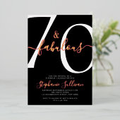 Zeventig en Fabulous Lettertype 70ste Verjaardag Folie Uitnodiging (Staand Voorkant)