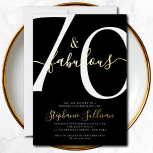 Zeventig en Fabulous Lettertype 70ste Verjaardag Folie Uitnodiging