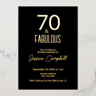 Zeventig en Fabulous Minimaal 70ste Verjaardag Folie Uitnodiging
