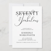 Zeventig en Fabulous Minimaal Script 70ste Verjaar Kaart (Voorkant)