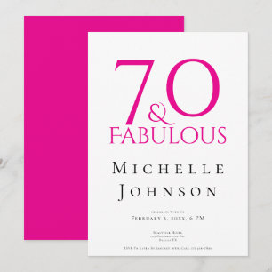 Zeventig en Fabulous Minimal Roze 70ste Verjaardag Kaart