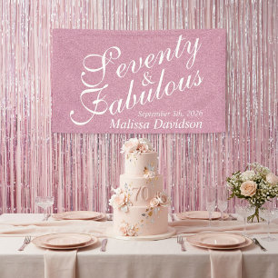 Zeventig en Fabulous Roze Glitter Schrift Bord Spandoek