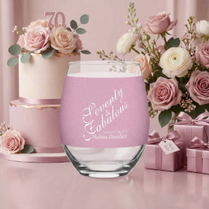 Zeventig en Fabulous Roze Glitter Script Embleem Wijnglas Zonder Voet