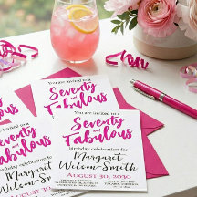 Zeventig en Fabulous Roze Script Verjaardag
