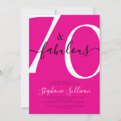 Zeventig en Fabulous Script 70e Verjaardag Roze Kaart (Voorkant)