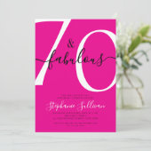 Zeventig en Fabulous Script 70e Verjaardag Roze Kaart (Staand voorkant)