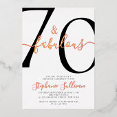 Zeventig en Fabulous Script 70ste verjaardagsfeest Folie Uitnodiging (Voorkant)