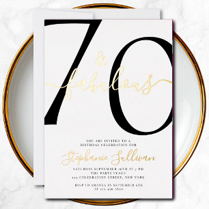 Zeventig en Fabulous Script 70ste verjaardagsfeest Folie Uitnodiging
