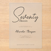 Zeventig en Fabulous Script 70ste verlichting fees Acryl Uitnodigingen (Voorkant)