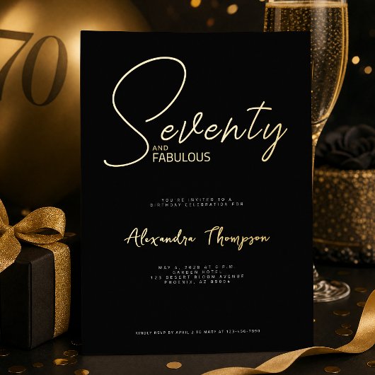 Zeventig en Fabulous Script 70ste verpartij Folie Uitnodiging