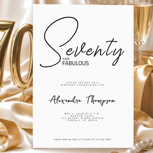 Zeventig en Fabulous Script 70ste verpartij Kaart