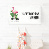 Zeventig en fantastische roze flamingo 70e verjaar spandoek (Insitu)