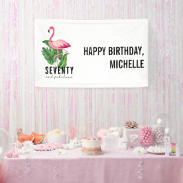 Zeventig en fantastische roze flamingo 70e verjaar spandoek