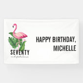 Zeventig en fantastische roze flamingo 70e verjaar spandoek (Horizontaal)