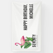 Zeventig en fantastische roze flamingo 70e verjaar spandoek (Verticaal)