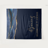 Zeventig En Gevierd Navy Goud Agate Achtergrond Wandkleed (Voorkant (horizontaal))