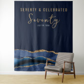 Zeventig En Gevierd Navy Goud Agate Achtergrond Wandkleed (In situ)