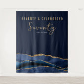 Zeventig En Gevierd Navy Goud Agate Achtergrond Wandkleed (Voorkant)