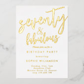 Zeventig en geweldig goudhoudende verjaardag folie uitnodiging (Voorkant)