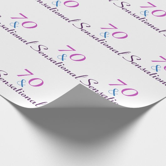 Zeventig en sensationele 70ste verjaardag Paarse R Cadeaupapier (Hoek)