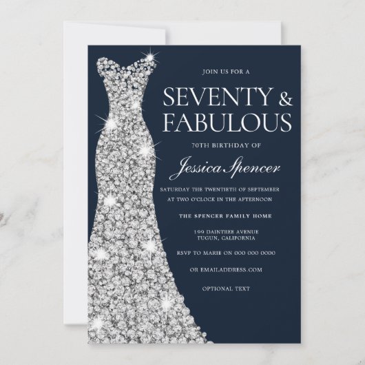 Zeventig en verbazingwekkend!! Silver Gown 70th Bi Kaart (Voorkant)